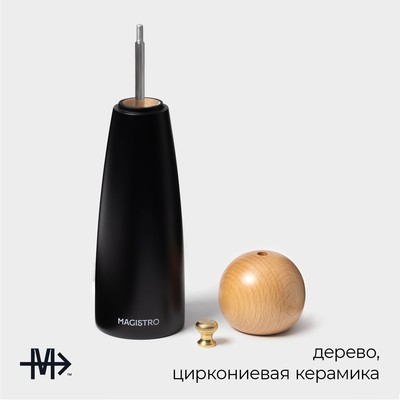 Мельница для специй Magistro Ollander, 22 см, чёрная
