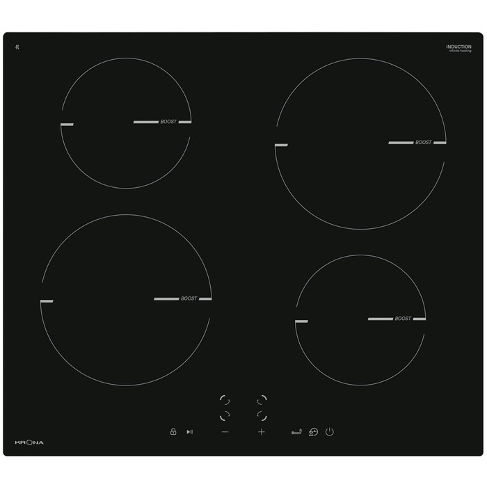 Варочная поверхность KRONA MAGIER 60 BL 4BTK, индукционная, 4 конфорки, сенсор, чёрная - Фото 1