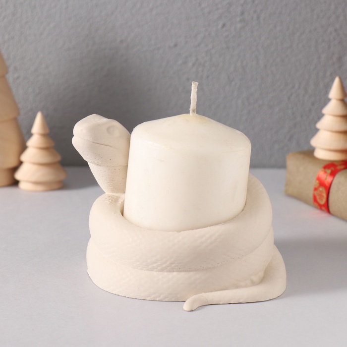 Подсвечник на 1 свечу «Змея», крученая, 9×10×8 см, белый