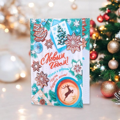 Открытка «С Новым годом!» глиттер, 10×14.5 см