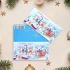 Открытка-евро "С Новым Годом!" сани, триколор, 11 х 21,5 см (комплект 10 шт) - фото 26119974