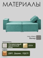 Диван - кровать «Виго», механизм еврокнижка, НПБ, велюр, цвет бирюзовый - Фото 3