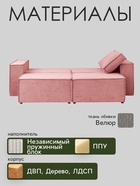 Диван - кровать «Виго», механизм еврокнижка, НПБ, велюр, цвет розовый - Фото 3