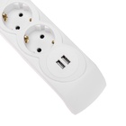 Фильтр сетевой 5 гнезд, 3м, 3х1,5мм², с автовыкл, 2 USB, белый KRANZ - фото 51682728