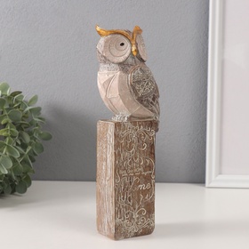 Фигурка полистоун «Филин на пьедестале», беж 8×7×24 см
