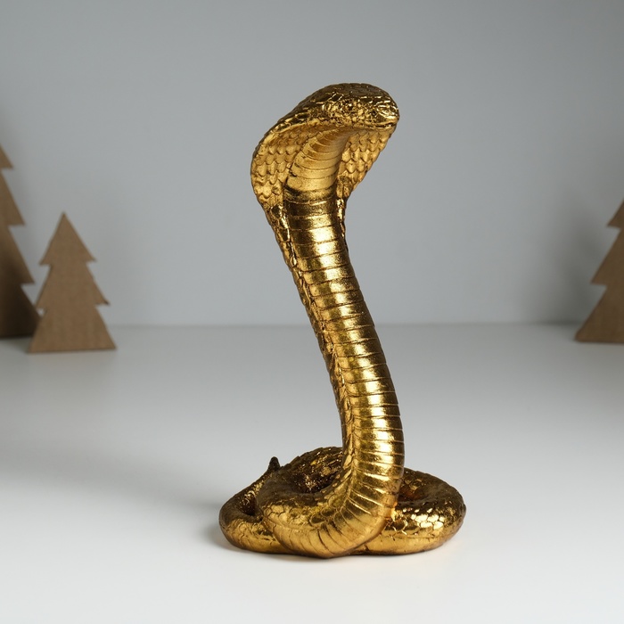 Фигурка полистоун «Египетская кобра», под золото, 10.5×8.7×19 см - Фото 1