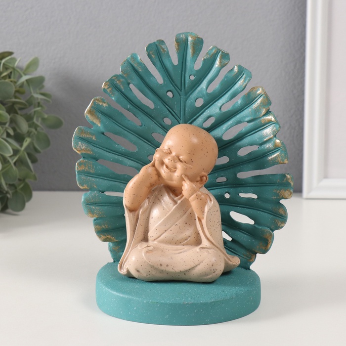 Фигурка полистоун «Хотейчик, ямочки на щёчках. Пальмовый лист», синий и беж, 14.5×9×17.5 см