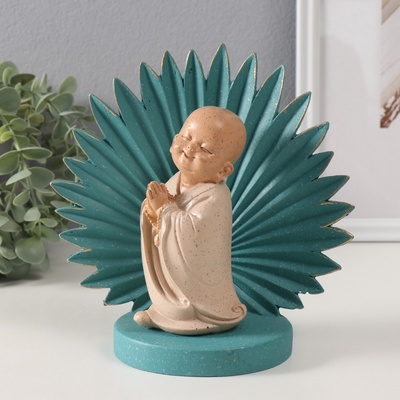 Фигурка полистоун «Маленький Хотей - встреча. Пальмовый лист», синий и беж 18×9×18 см