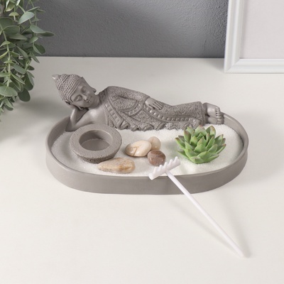 Японский сад камней настольный «Дзен. Статуя лежащего Будды», с набором аксессуаров, 25×15.5×8 см