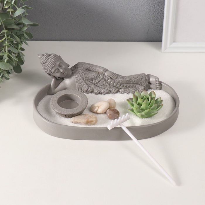 Японский сад камней настольный «Дзен. Статуя лежащего Будды», с набором аксессуаров, 25×15.5×8 см - Фото 1