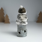 Фигурка светящаяся «Воробышек в колпаке сидит на новогоднем сапоге», серый, 7.6×9.5×15 см - Фото 5