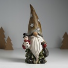 Фигурка полистоун «Дед Мороз со снежинками на колпаке, со снеговиком», 11×9.5×23 см - Фото 1