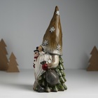 Фигурка полистоун «Дед Мороз со снежинками на колпаке, со снеговиком», 11×9.5×23 см - Фото 3