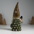 Фигурка полистоун «Дед Мороз со снежинками на колпаке, со снеговиком», 11×9.5×23 см - Фото 4