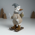 Фигурка полистоун «Гусь на лыжах, с гусёнком на спине», серо-бежевый, 9.5×13.5×23.5 см - Фото 2