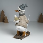 Фигурка полистоун «Гусь на лыжах, с гусёнком на спине», серо-бежевый, 9.5×13.5×23.5 см - Фото 3