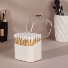 Органайзер для ватных палочек, с крышкой, 8.5×8×6.5 см, белый, прозрачный - Фото 3