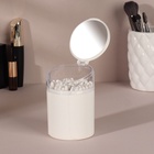 Органайзер для ватных палочек, с крышкой, с зеркалом, d=6.8×9.8 см, белый, прозрачный - Фото 2