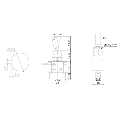 Тумблер Rexant, 12V 20А (3c) ON-OFF, однополюсный, с красной LED подсветкой (ASW-07D)