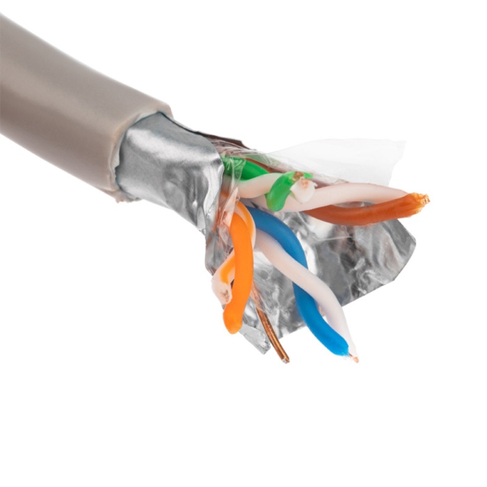 Бухта Кабель витая пара F/UTP, CAT 5е, PVC, 4PR, 24AWG, INDOOR, SOLID, серый, 100м PROconnect   1080 - фото 51682926