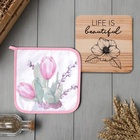 Набор кухонный «Тюльпаны»: прихватка 19×19 см, подставка под горячее - Фото 1