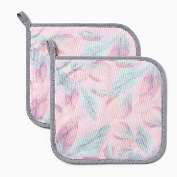 Набор прихваток Этель 2 шт., 19×19 см, саржа,100% х/л, ватин 250 г/м² - Фото 1