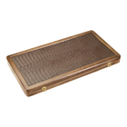 Нарды деревянные большие, настольная игра, 60 х 60 см, кожа, крокодил , коричневые - фото 26036172