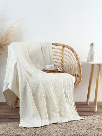 Плед SL Home Cotton 210*240 см, муслин/жаккард, 100% хлопок