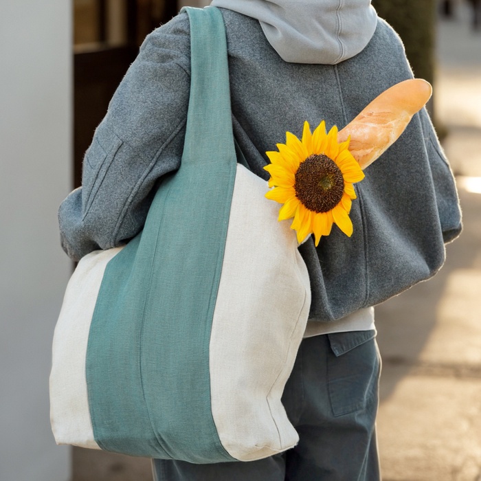 Сумка шоппер с ручками SL HOME Linen shopper, 50×50 см, 100% лён, 200 г/м2 - Фото 1