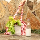 Сумка шоппер SL HOME Red cage, 50×50 см, 100% лён, 150 г/м2 - Фото 4