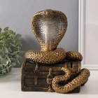 Новогодняя копилка "Кобра на сундуке "  20 х 17 х 12 см, медный - фото 26182127