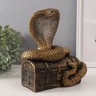 Новогодняя копилка "Кобра на сундуке "  20 х 17 х 12 см, медный - фото 26182128