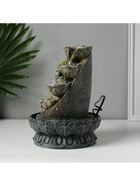 Фонтан настольный с подсветкой «Будда на ладони», от сети, серый, 20.5×20.5×27 см 10662347