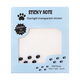 Блок с липким краем, 75×75 мм, 50 листов, прозрачные с блестками «Лапки»