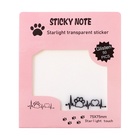 Блок с липким краем, 75×75 мм, 50 листов, прозрачные с блестками «Лапки с сердцем» - Фото 2