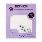 Блок с липким краем, 75×75 мм, 50 листов, прозрачные с блестками «Лапки кошки» - Фото 2