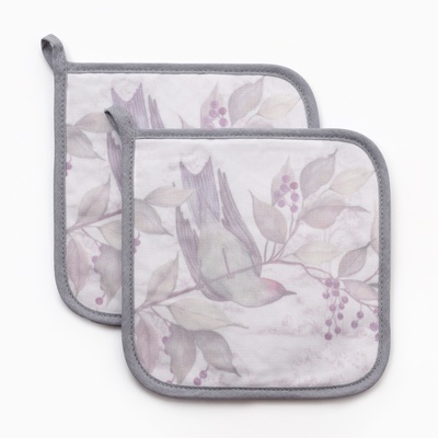 Набор прихваток «Этель» Morning dew, 2 шт., 19×19 см, саржа, хлопок 100%, ватин 250 г/м²