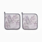 Набор прихваток «Этель» Morning dew, 2 шт., 19×19 см, саржа, хлопок 100%, ватин 250 г/м² - Фото 2