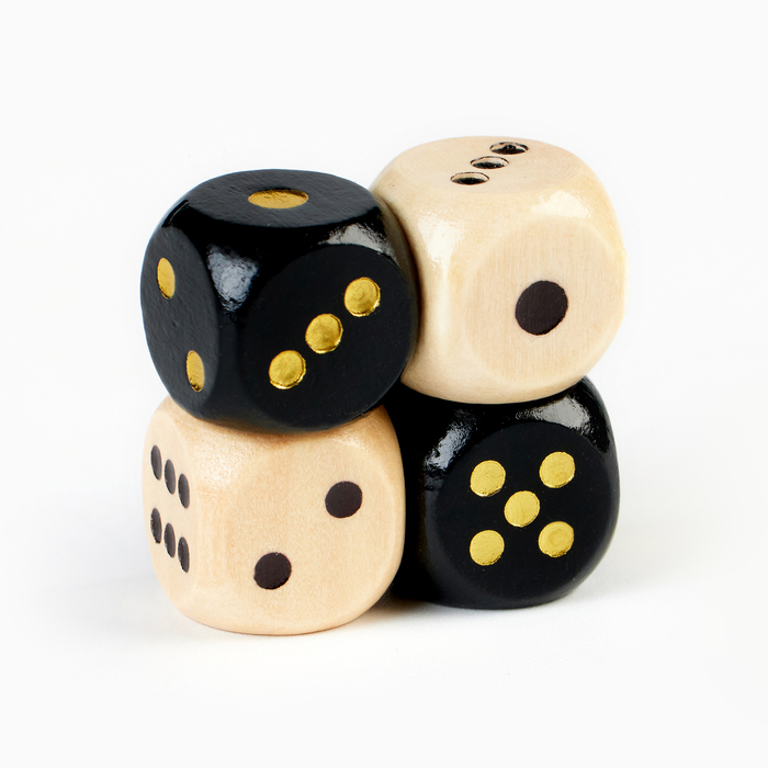 Кубики игральные, 1.6×1.6 см, набор 4 шт. - Фото 1