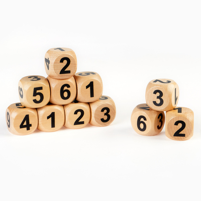 Кости игральные, деревянные кубики, набор 30 шт., 3×3 см, с цифрами