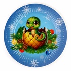 Тарелка одноразовая бумажная «С Новым годом», змея с игрушками, 18 см - Фото 2