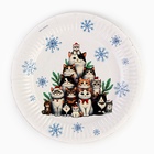 Тарелка одноразовая бумажная «С Новым годом», котики, 18 см - Фото 2