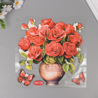 Наклейка интерьерная «Пионовидные розы», пластик, 40×31 см