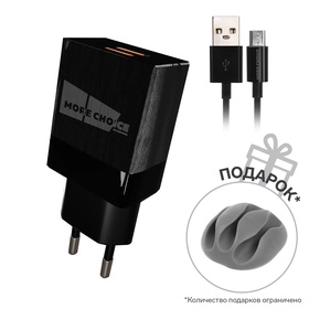 Сетевое зарядное устройство More choice NC24m, 2.1А, кабель micro USB, черный