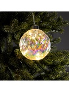 Ёлочная игрушка светодиодная «Шар», d=12 см, 12 LED, от батареек ААх2, свечение тёплое белое - фото 6622099