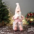 Игрушка мягкая «Дед Мороз с полосатыми длинными ножками» 47×19 см, бело-розовый - Фото 1