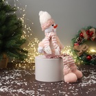 Игрушка мягкая «Снеговик с полосатыми длинными ножками» 43×18 см, бело-розовый - Фото 4