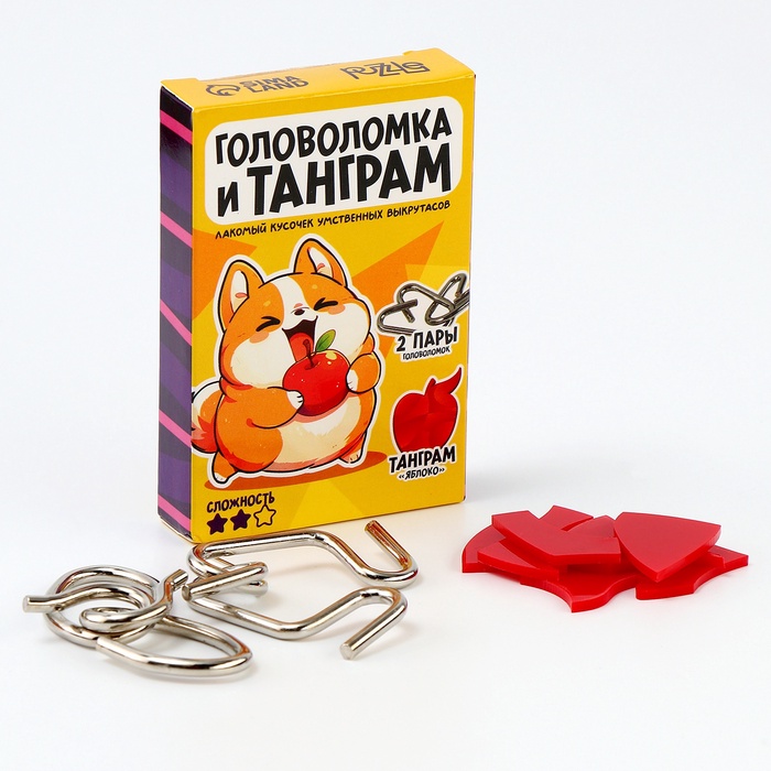 Металлическая головоломка «Рецепт для мозга», с танграмом, МИКС - Фото 1