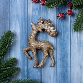 Ёлочная игрушка «Зимнее волшебство. Грациозный олень блеск» пластик, 13×8 см, золото