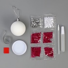 Ёлочный шар своими руками на новый год. Декор полубусинами и блестками «Розовый, белый и серебро», набор для творчества - Фото 3